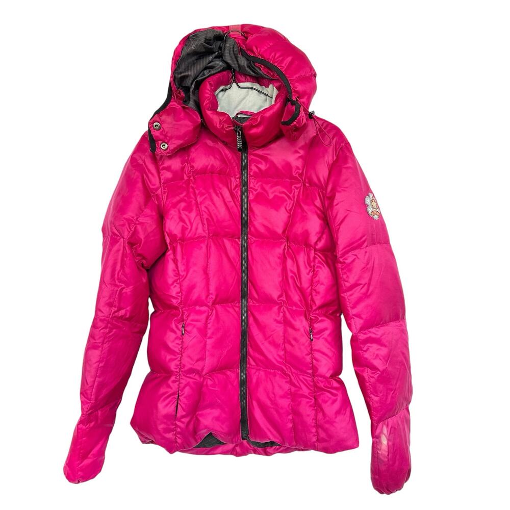 Sunice VTG Duck Down Pink Puffer Jacket Womens SZ 8 Removable Hood Ski Snow READ